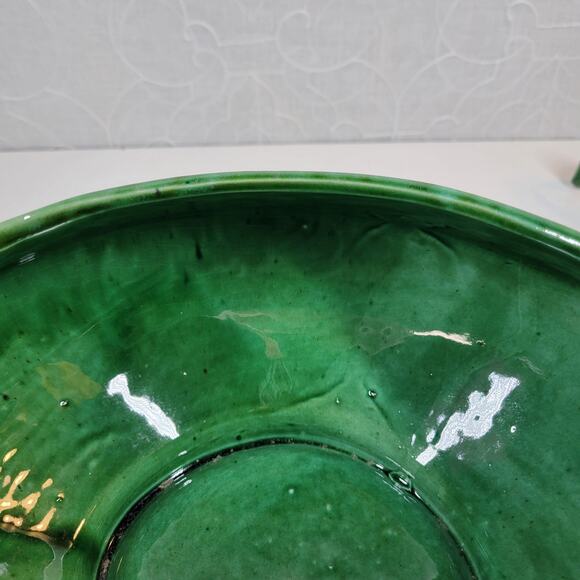 Marcia Of California Pottery Soup Tureen Green MCM Serving Bowl Ladle Lid USA - Picture 11 of 13